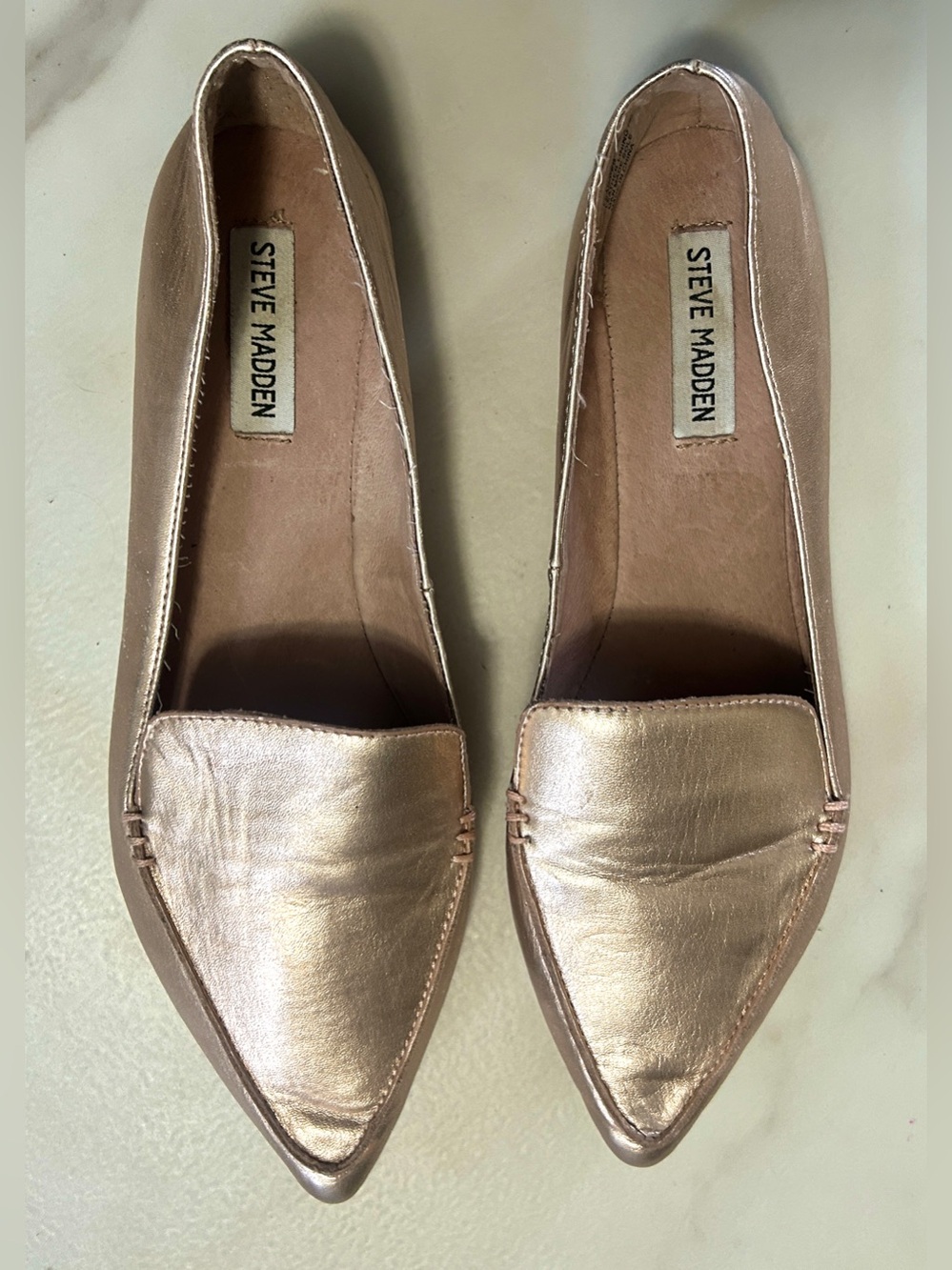 Steve Madden Rose Gold Leather Flats • Like New • See Size Details